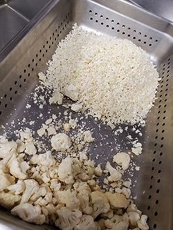 Cauliflower chopped for pizza crust